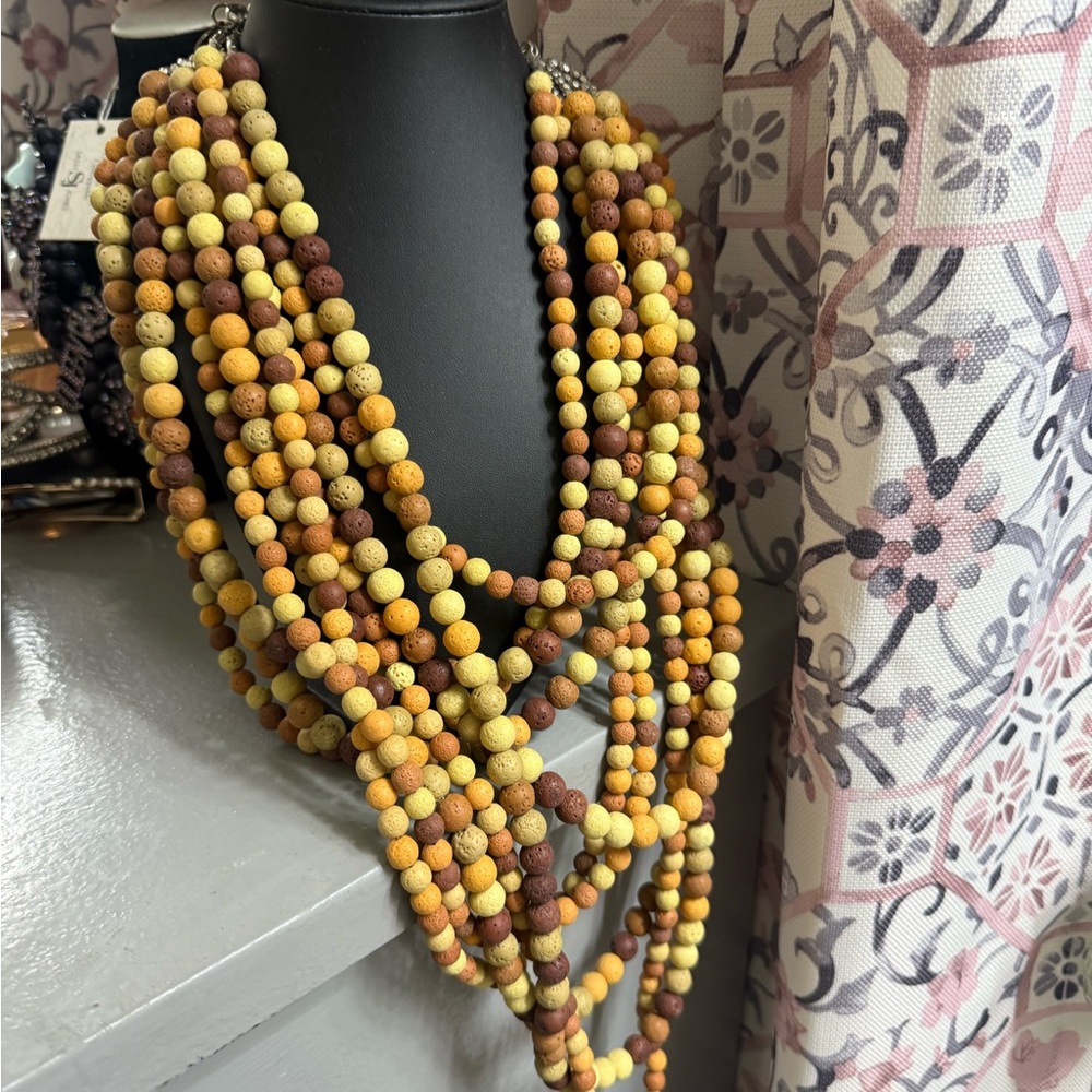 Sassy Jones Yellow and Brown Beaded Necklace